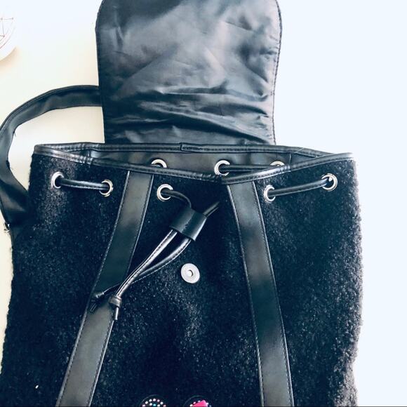 Walt Disney World Boucle Mouse Ears Backpack Pink Black Tweed Rhinestone Bow - Picture 6 of 11